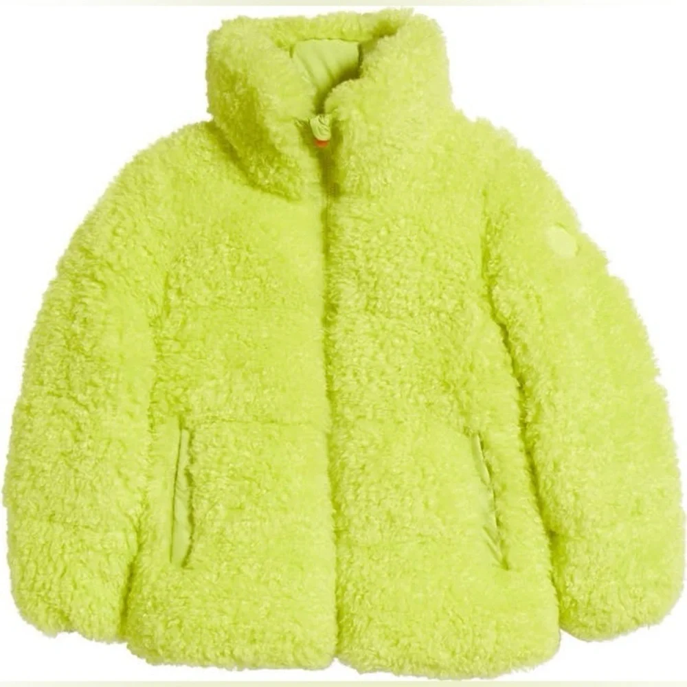 New! Save The Duck Kids Thisbe Quilted Neon Sherpa Fleece Jacket 🐥🐥 8 Youth NWT!